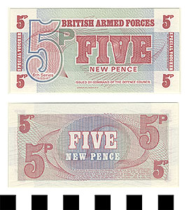 Thumbnail of Bank Note: England, 5 New Pence (1992.23.0637)