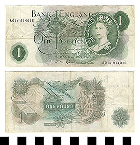 Thumbnail of Bank Note: England, 1 Pound (1992.23.0640)