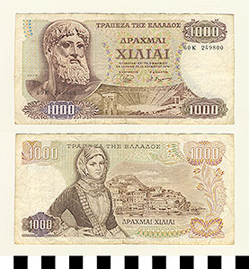 Thumbnail of Bank Note: Greece, 1,000 Drachmai (1992.23.0671)