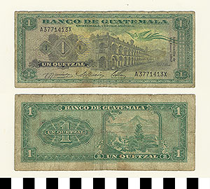 Thumbnail of Bank Note: Republic of Guatemala, 1 Quetzal (1992.23.0676)