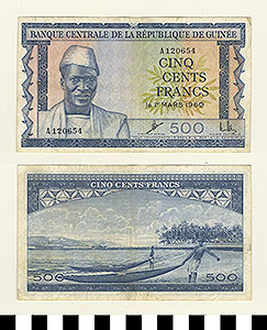 Thumbnail of Bank Note: Republic of Guinea, 500 Francs (1992.23.0683)