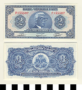 Thumbnail of Bank Note: Haiti, 2 Gourdes (1992.23.0691)