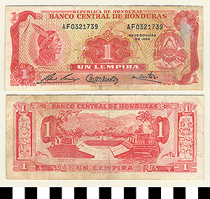 Thumbnail of Bank Note: Honduras, 1 Lempira (1992.23.0692)