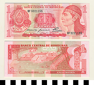 Thumbnail of Bank Note: Honduras, 1 Lempira (1992.23.0693)