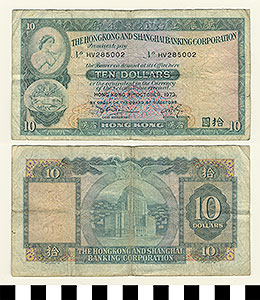 Thumbnail of Bank Note: British Crown Colony of Hong Kong, 10 Dollars (1992.23.0712)
