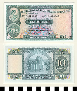 Thumbnail of Bank Note: British Crown Colony of Hong Kong, 10 Dollars (1992.23.0713)