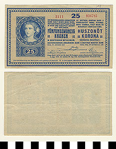 Thumbnail of Bank Note: Hungary, 25 Korona (1992.23.0715)