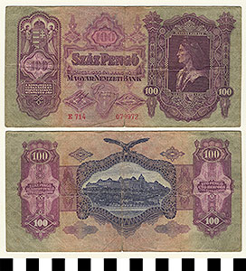 Thumbnail of Bank Note: Hungary, 100 Pengo (1992.23.0719)