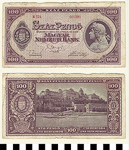 Thumbnail of Bank Note: Hungary, 100 Pengo (1992.23.0724)