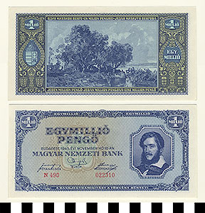 Thumbnail of Bank Note: Hungary, 1,000,000 Pengo (1992.23.0728)