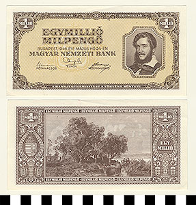 Thumbnail of Bank Note: Hungary, 1,000,000 Milpengo (1992.23.0734)