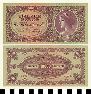 Thumbnail of Bank Note: Hungary, 10,000 Pengo (1992.23.0743)