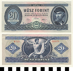Thumbnail of Bank Note: Hungary, 20 Forint (1992.23.0747)