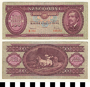 Thumbnail of Bank Note: Hungary, 100 Forint (1992.23.0749)