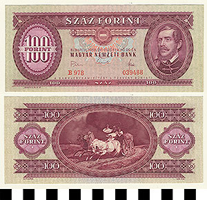 Thumbnail of Bank Note: Hungary, 100 Forint (1992.23.0750)