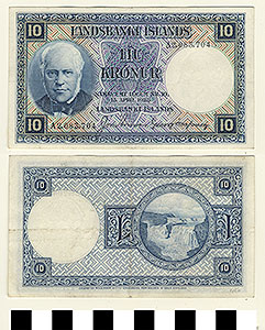 Thumbnail of Bank Note: Iceland, 10 Kronur (1992.23.0755)