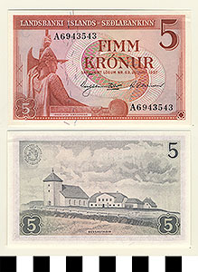 Thumbnail of Bank Note: Iceland, 5 Kronur (1992.23.0756)