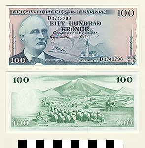 Thumbnail of Bank Note: Iceland, 100 Kronur (1992.23.0757)