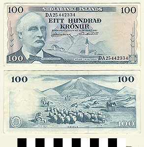 Thumbnail of Bank Note: Iceland, 100 Kronur (1992.23.0759)