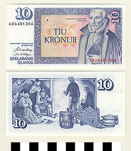 Thumbnail of Bank Note: Iceland, 10 Kronur (1992.23.0761)