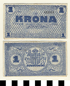 Thumbnail of Bank Note: Iceland, 1 Krona (1992.23.0762)