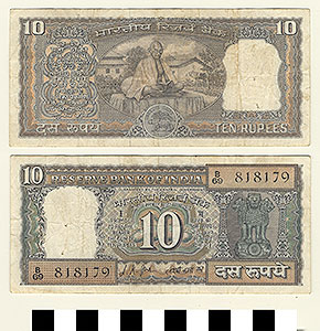 Thumbnail of Bank Note: Republic of India, 10 Rupees (1992.23.0766)