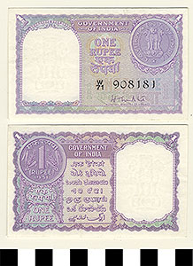 Thumbnail of Bank Note: Republic of India, 1 Rupee (1992.23.0776)