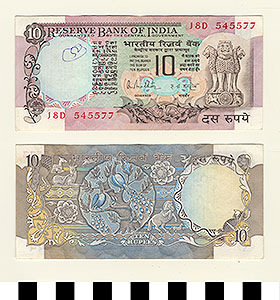 Thumbnail of Bank Note: Republic of India, 10 Rupees (1992.23.0784)