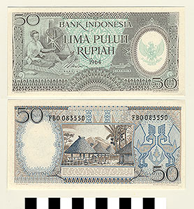 Thumbnail of Bank Note: Republic of Indonesia, 50 Rupiah  (1992.23.0797)