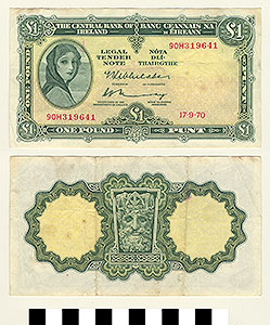 Thumbnail of Bank Note: Ireland, 1 Pound (1992.23.0818)