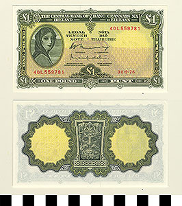 Thumbnail of Ireland Bank Note: 1 Pound (1992.23.0821)