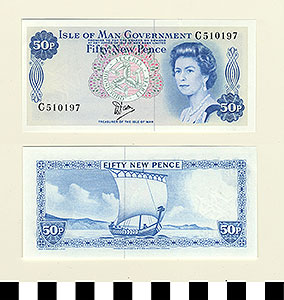 Thumbnail of Isle of Man Bank Note: 50 New Pence (1992.23.0825)