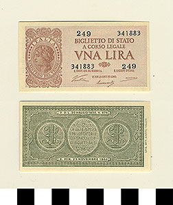 Thumbnail of Bank Note: Italy, 1 Lira (1992.23.0854)