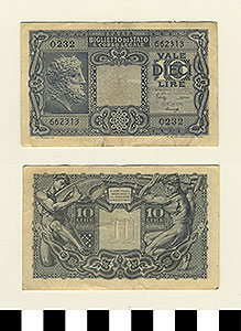 Thumbnail of Bank Note: Italy, 10 Lire (1992.23.0860)