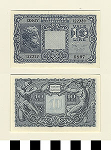 Thumbnail of Bank Note: Italy, 10 Lire (1992.23.0861)