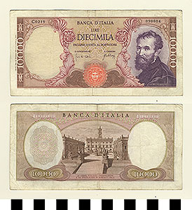 Thumbnail of Bank Note: Italy, 10,000 Lire (1992.23.0864)