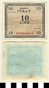 Thumbnail of Bank Note: Italy, 10 Lire (1992.23.0878)