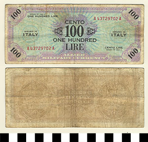 Thumbnail of Bank Note: Italy, 100 Lire (1992.23.0881)
