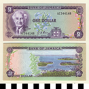 Thumbnail of Bank Note: Jamaica, 1 Dollar (1992.23.0883)