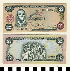 Thumbnail of Bank Note: Jamaica, 2 Dollars (1992.23.0885)