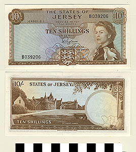 Thumbnail of Bank Note: Jersey Island, 10 Shillings (1992.23.0920)
