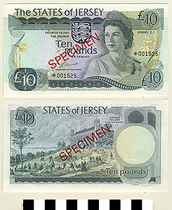 Thumbnail of Bank Note: Jersey Island, 10 Pounds (1992.23.0924C)