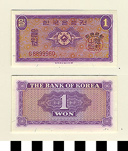 Thumbnail of Bank Note: Republic of Korea, South Korea, 1 Won (1992.23.0941)