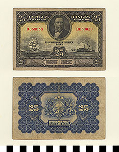 Thumbnail of Bank Note: Latvia, 25 Lati (1992.23.0968)