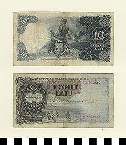 Thumbnail of Bank Note: Latvia, 10 Latu (1992.23.0972)