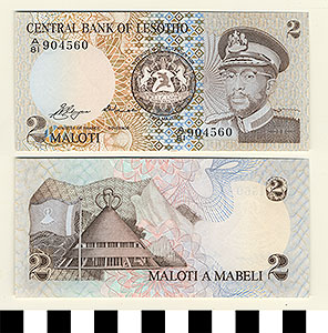 Thumbnail of Bank Note: Lesotho, 2 Maloti (1992.23.0983)