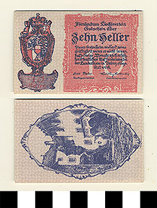 Thumbnail of Liechtenstein Bank Note: 10 Heller (1992.23.0985A)
