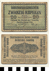 Thumbnail of Bank Note: Lithuania, 20 Kopeks (1992.23.0989)
