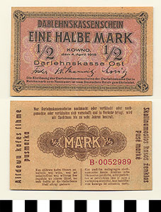 Thumbnail of Bank Note: Lithuania, 1/2 Mark (1992.23.0993)