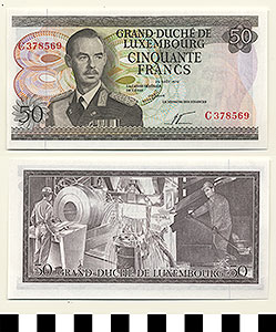 Thumbnail of Bank Note: Grand Duchy of Luxembourg, 50 Francs (1992.23.0998)